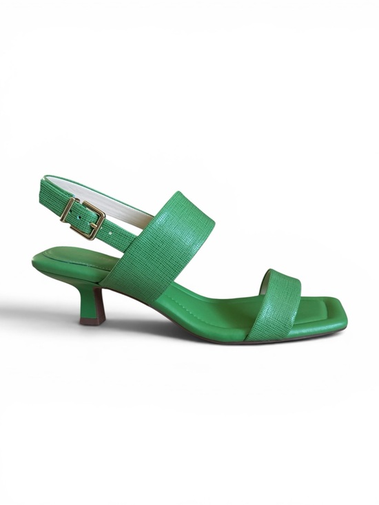 Alex Marie Shoes - Alex Marie Barbra Leather Slingback Kitten Heel Sandals Tropical Leaf Green 10